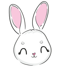 Hand Drawn Cute Bunny background. Print design rabbit. Children Print on t-shirt. Vector