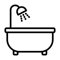 Bath Tub Vector Line Icon Design