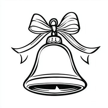 recommend clip art: Simple outline of a Christmas bell with ribbon detail.