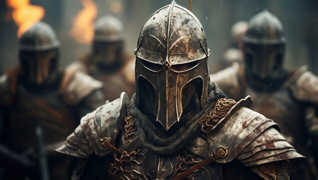 Lightning strikes a knight on battlefield.