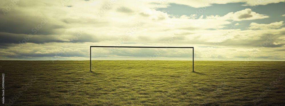 Poster minimalist high jump bar in an open field, emphasizing clean lines and simplicity, evoking a sense o