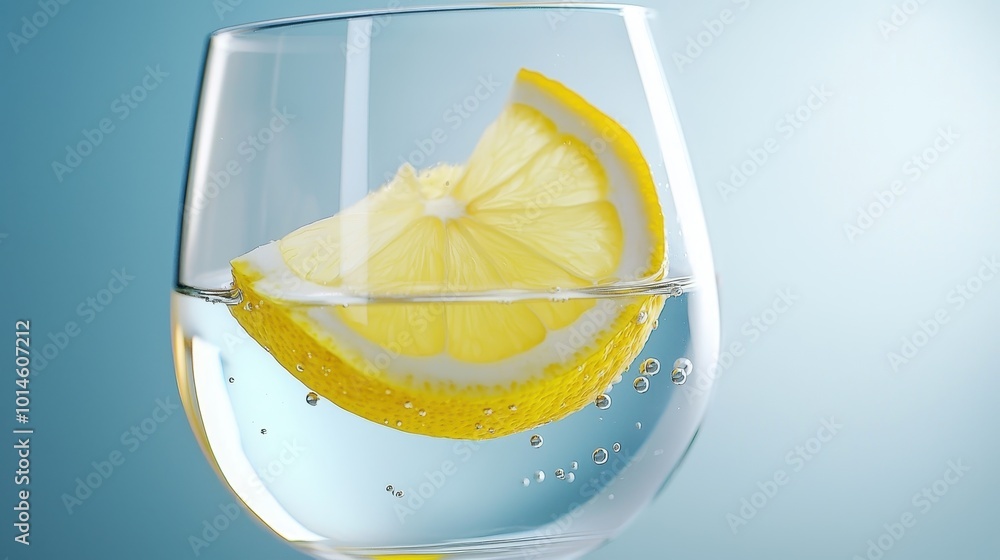 Aufkleber a close-up of a glass of water with lemon slices floating in it, adding a touch of zest to the refre