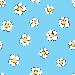 Seamless pattern hand drawn flowers, Vector illustration summer spring print