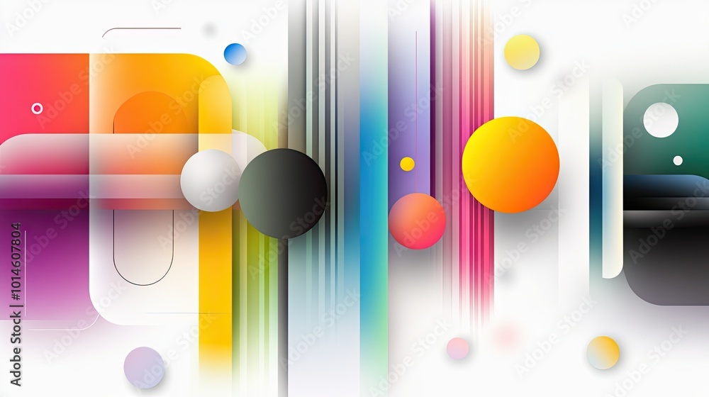 Poster a colorful rainbow pattern background with geometric shapes, creating a modern and vibrant design pe