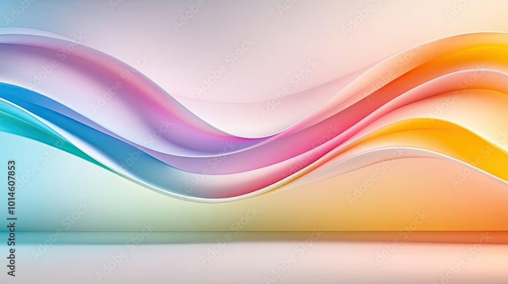 Poster a colorful rainbow wallpaper with a wave pattern, featuring smooth, flowing lines of color for a dyn