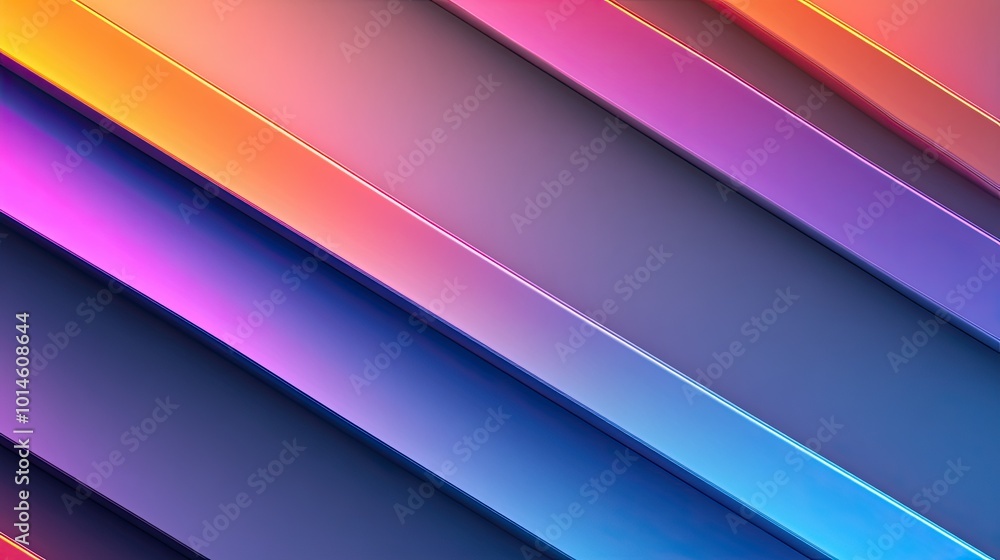 Poster a diagonal rainbow stripes background with thick, bold lines, creating a visually powerful and dynam