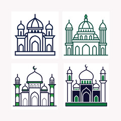 Mosque vector art illustration on a white background
