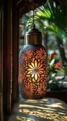 Beautifully designed decorative lantern casting a warm glow, perfect for enhancing the festive spirit of Diwali.