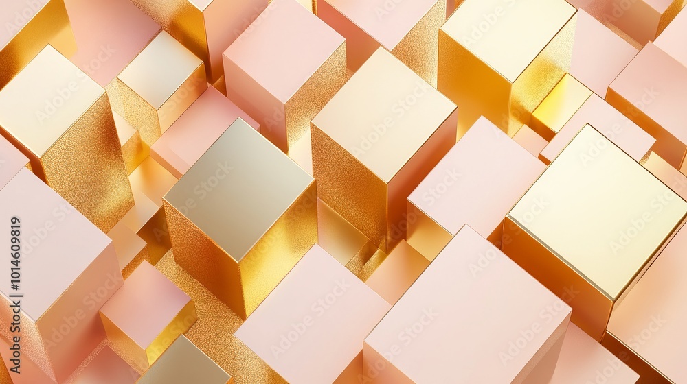 Poster colorful abstract banner featuring a luxurious gold metallic gradient of geometric shapes. the desig