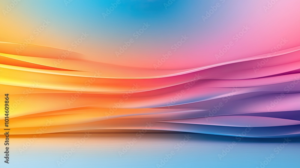 Poster a horizontal rainbow gradient background, transitioning smoothly from warm tones on the left to cool