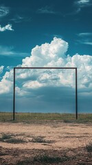 Fototapeta premium Minimalist High Jump Bar in Open Field, sleek design, simplicity emphasized, stark contrast against vast emptiness, modern athleticism