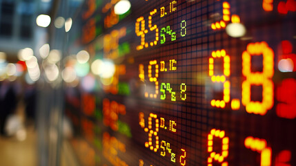 Electronic stock market display with financial data.