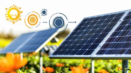 Solar Panels Harnessing Energy in Vibrant Landscape