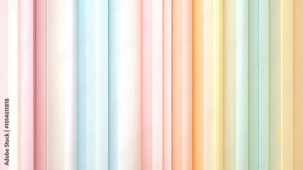 Poster a rainbow stripes background with thin, evenly spaced lines in soft pastel colors, creating a light 