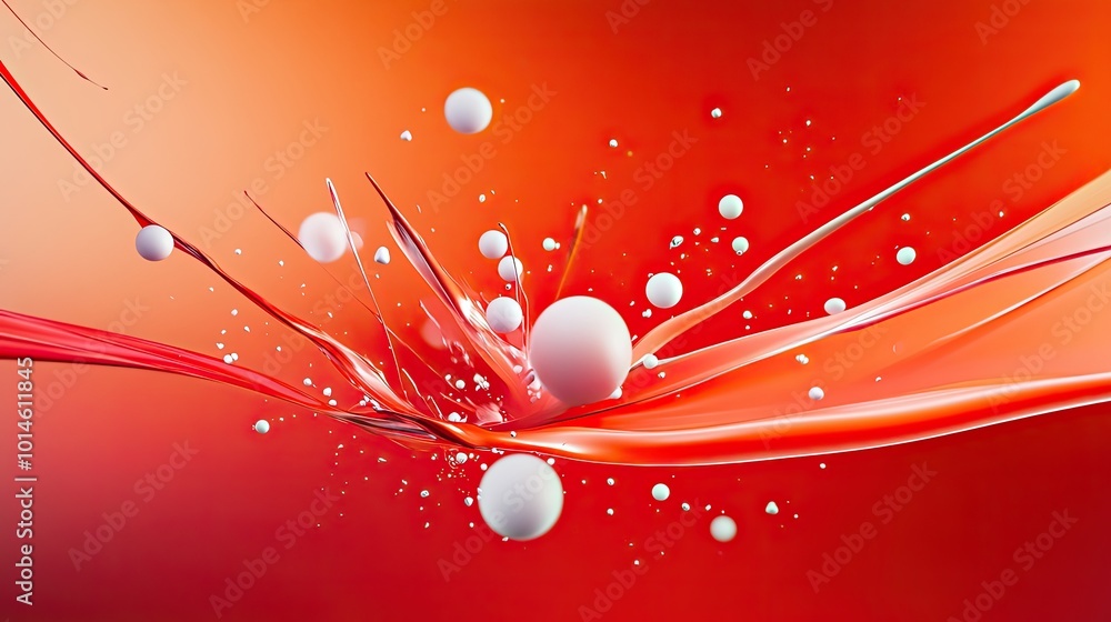 Poster a red abstract background with layered splashes of color, creating a dynamic, painterly effect.