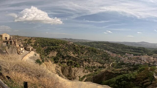 View of the landscape around Tursi, a village in Basilicata, Italy.