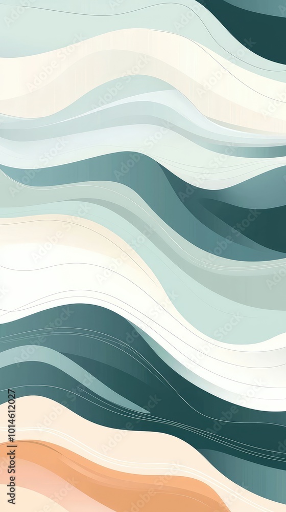 Poster elegant abstract pattern with flowing waves in soft pastel colors, perfect for backgrounds or artist