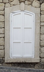 Window White Front Architectural Textured Stone Building Rustic Exterior