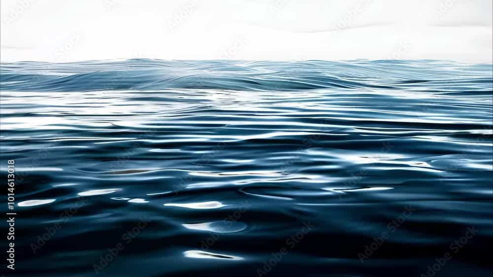 Aufkleber a surface of calm water with gentle waves reflecting light, creating a serene and tranquil atmospher
