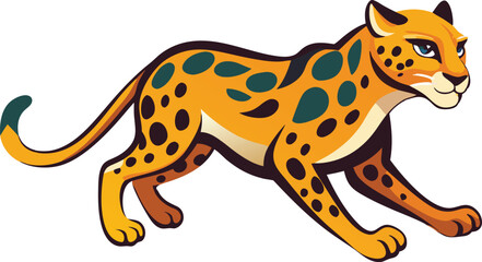 Jaguar sprinting across a pristine white background, dynamic motion