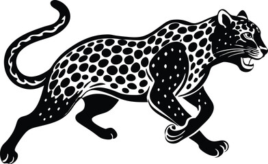 Jaguar sprinting across a pristine white background