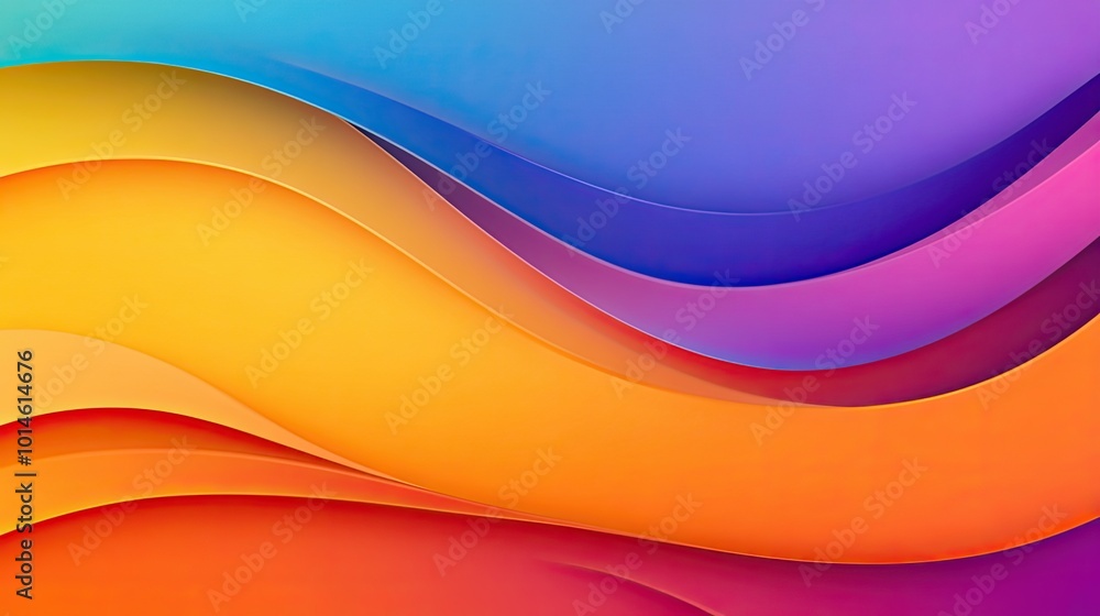 Poster a vibrant and colorful rainbow background with bold, overlapping colors, creating a playful and dyna