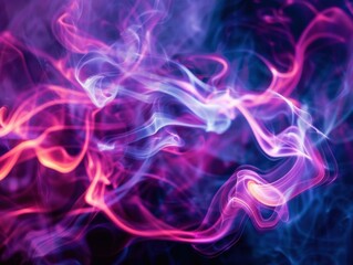 Fototapeta premium Abstract smoke swirls in pink and blue. AI.