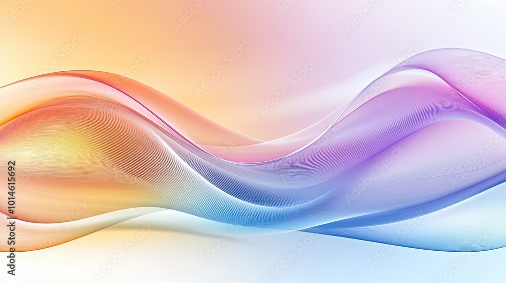 Poster An abstract rainbow background with soft curves and fading color transitions, creating a smooth and calming visual.