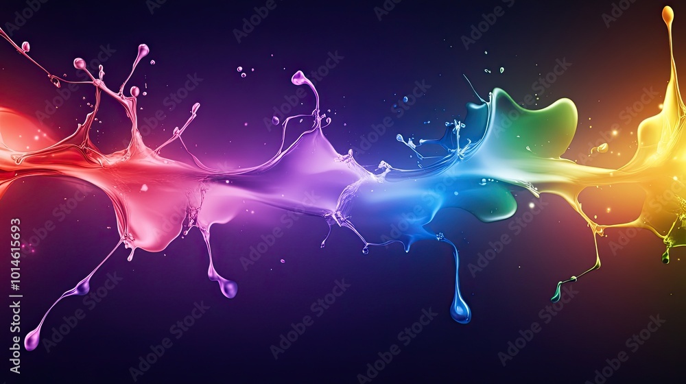Aufkleber an abstract rainbow background with vibrant splashes of color and dynamic lines, perfect for artisti