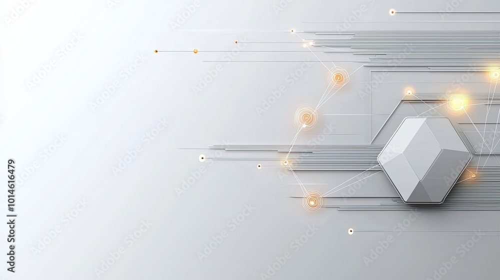 Poster clean white technology background with subtle geometric patterns and digital lines, creating a minim