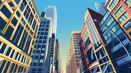 Obraz premium A high-rise cityscape showcasing the bustling financial district, representing growth, ambition,