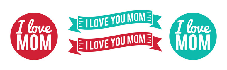 Mothers Day Labels on White Background