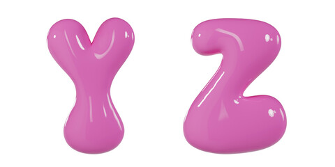 3D Render Pink Bubble Font Letter A - Z