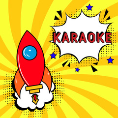 Karaoke Vector Design with Cartoon, Comic Speech Bubble in pop-art style. Karaoke pop art comic style. Can be used for business, marketing and advertising.