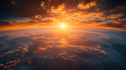 Obraz premium Beautiful sunset against the backdrop of the Earth