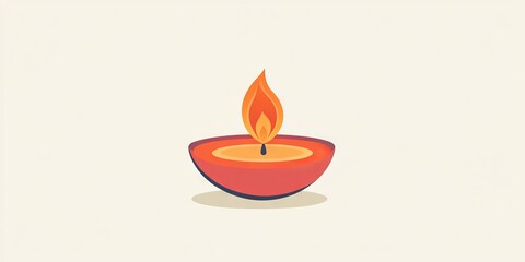 Simple and elegant illustration of a burning candle in a red holder, perfect for themes of relaxation, meditation, and spirituality.