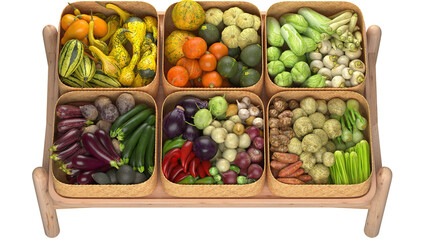 Shelves with vegetables