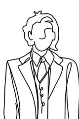 One continuous line, young posing and happy