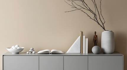 Interior design of empty wall and cozy living room