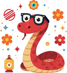 Playful Snake with Glasses Illustration