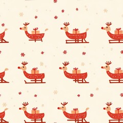 Fototapeta premium Seamless Cartoon Pattern with Reindeer and Gifts