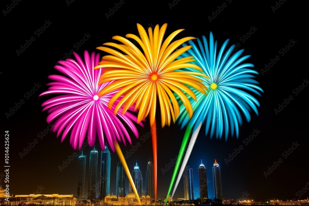 Aufkleber three paper flowers are standing next to each other. the flowers are in different colors and are arr