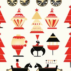 Seamless Christmas Pattern in Cartoon Style