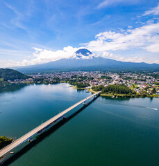 View of the lake Kawaguchi in Fujikawaguchiko in Yamanashi Prefecture near Mount Fuji, Japan