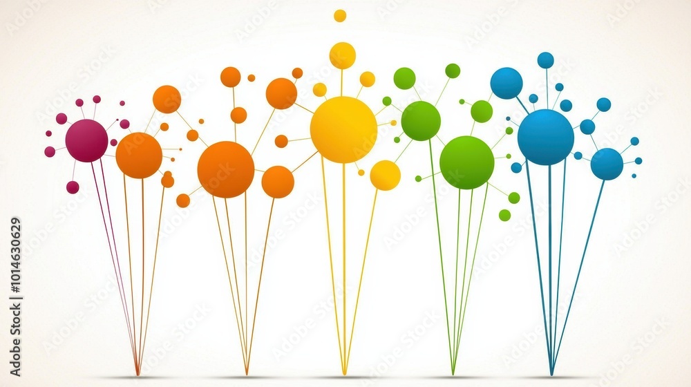 Poster colorful abstract design with bubbles and lines