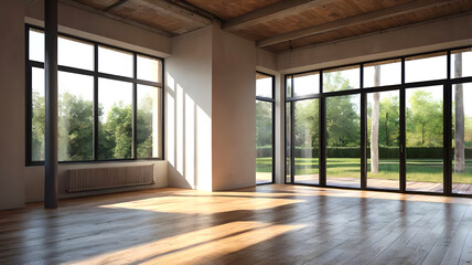 Obraz premium empty room with window and floor.
