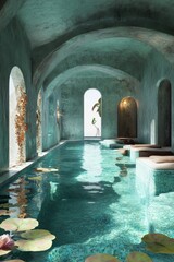 Fototapeta premium Spa environment transformed with surreal artistic touches.