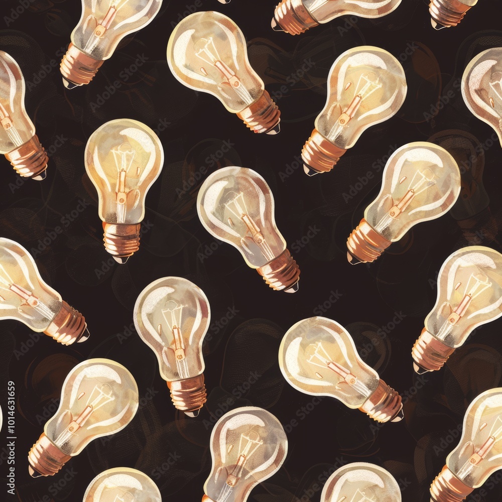 Poster success concept in a repeating pattern with light bulbs.