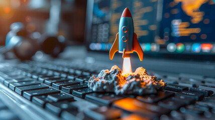 Rocket launch close up