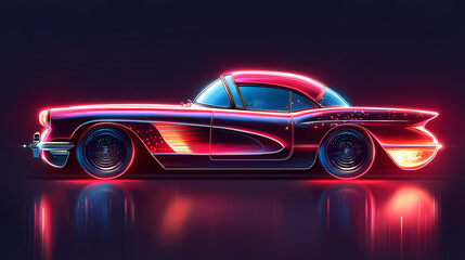 red car vector neon art